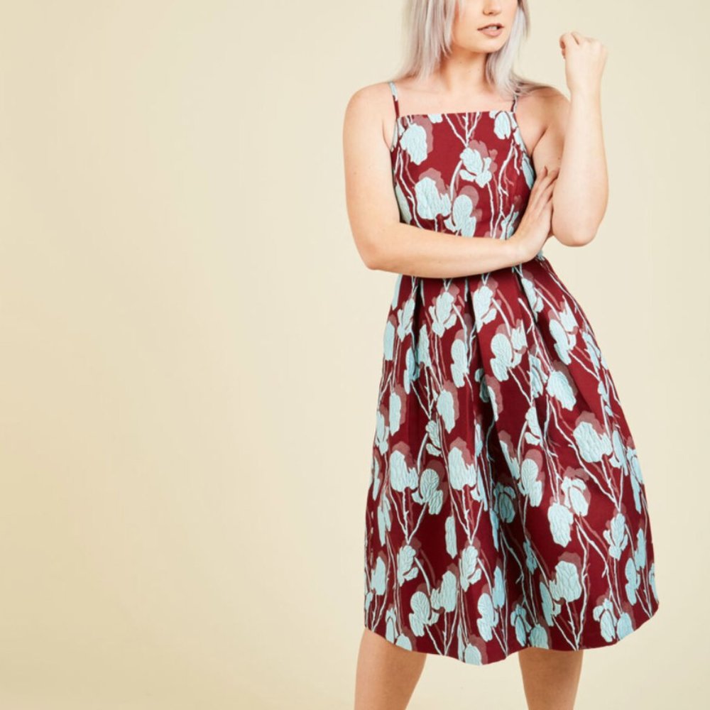 Ritz and Wisdom A-Line Dress in Maroon